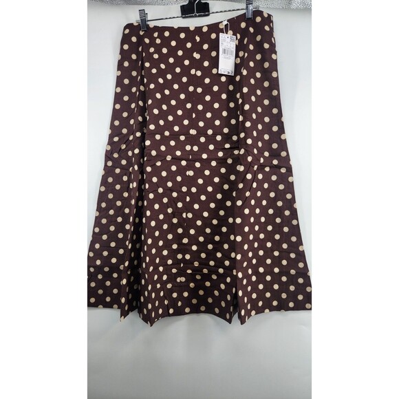 Mango Skirts Mango Mng Womens Size 8 Brown Flared Linen Polka Dot mango-skirts-mango-mng-womens-size-8-brown-flared-linen-polka-dot